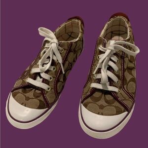 Authentic Coach brown and purple logo sneakers!